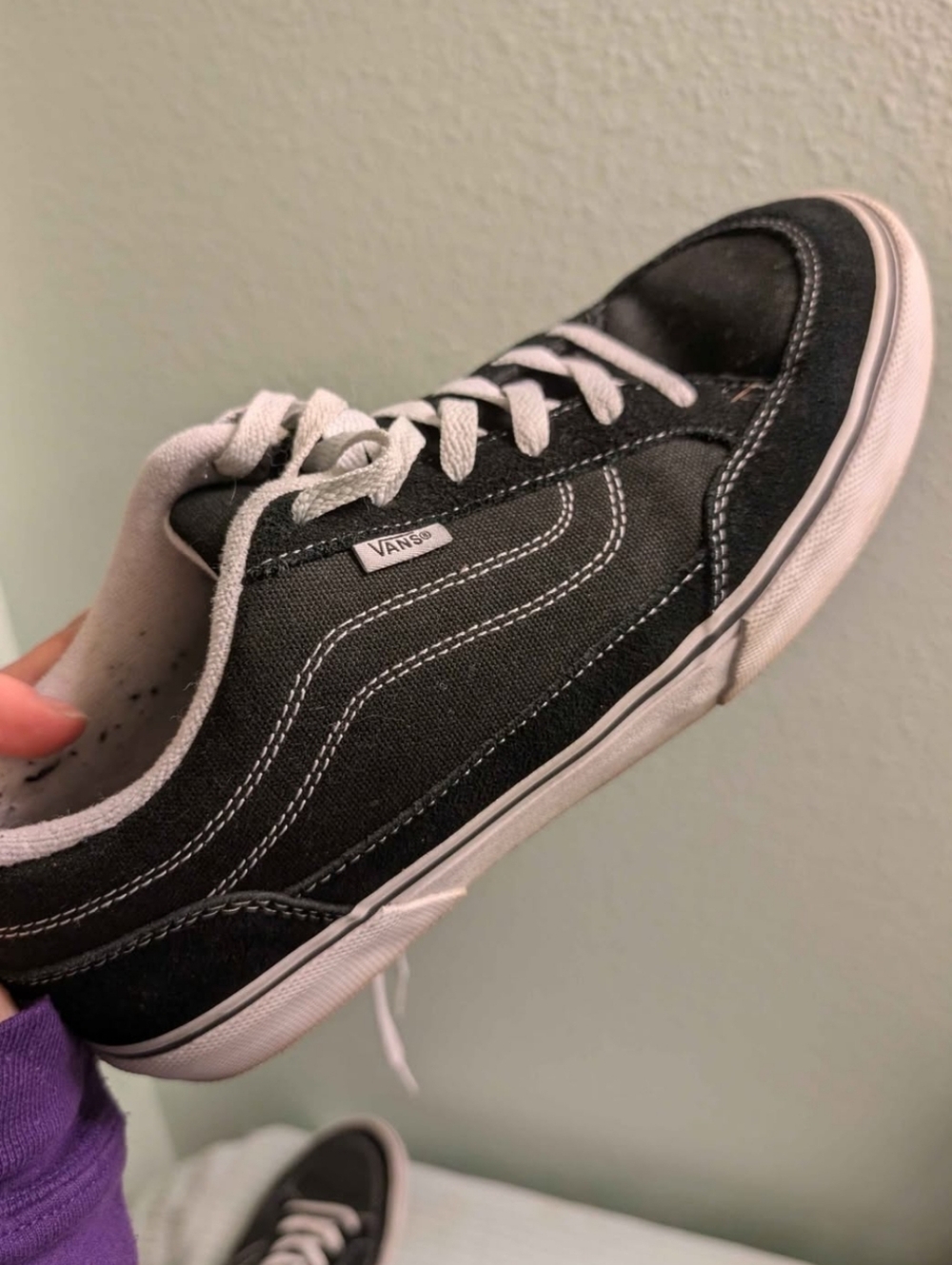 Vans Black and White Low-Top Skate Shoe